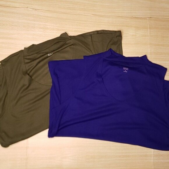 a.n.a Tops - A.N.A Womens Purple Green Ribbed Sleeveless Top With Cut Outs XL